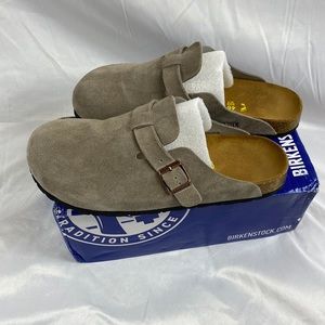 Birkenstock Grey Suede Boston Clog